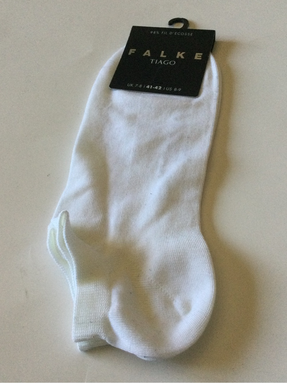 FALKE TIAGO MERCERIZED COTTON MENS SNEAKER SOCKS WHITE SIZE 41-42 US 8-9 NWT